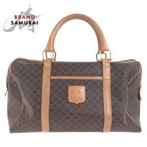Celine Macadam Handbag Boston Bag Brown